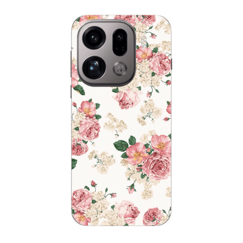 Oppo Find X9 Pro Pink Flowers 2 Transparent Silicone TPU Θήκη